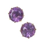 9 CT GOLD AND AMETHYST STUD EARRINGS