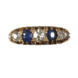 18 CT GOLD EDWARDIAN SAPPHIRE AND DIAMOND RING