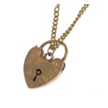 9 CT GOLD HEART LOCKET AND GOLD PLATE CHAIN