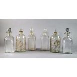 A pair of hand-blown decanters, late 18t