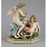 A Meissen figure of a Mermaid and a cupi