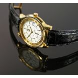 An 18ct gold cased Bulgari Solotempo gentleman's wrist watch, with white face, gold batons and