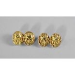 A pair of French 18ct gold gentleman's cufflinks, cast with male and female faun masks, approx 16mm,