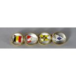 A pair of 18ct gold 'Essex Crystal' gentleman's cufflinks, each oval link with a different flag,