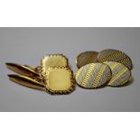 A pair of 18ct gold an platinum bi-colour gentleman's cufflinks, Birmingham 1930, of oval form