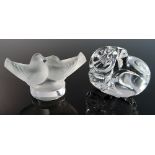 Lalique, a pair of billing doves, signed