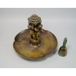 A Danish bronze centre piece, 20th century, of shaped outline, with a central finial of