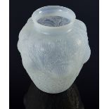 R. Lalique, Donremy, No. 979, c.1926, an opalescent glass vase, moulded with thistle design,