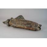 A raku pottery model of a fish, 35cm long.
 CONDITION REPORT: no condition issues noted