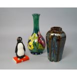 Pansies, a Moorcroft bottle vase, 20th century, signed and impressed marks to base, paper label,