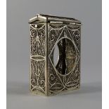 An Eastern white metal filigree box cove