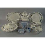 A Royal Doulton porcelain part dinner tea service, Burgundy pattern, printed with lines of vines