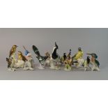 A collection of Rudolstadt Volkstedt porcelain birds, 20th century and later, with naturalistic
