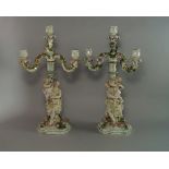 A pair of Sizzendorg candlesticks, late 19th/early 20th century, with matched four branch