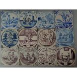 A collection of thirty seven Dutch Delft tiles, mostly 18th/19th century, to include the