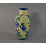 A Boch Freres Keramis Pottery vase, 20th century, decorated with a continuous frieze of flowers in