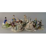 A German porcelain figure group of a gentleman suitor and his lady, late 19th/20th century, both