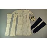 A collection of ladies kid leather and satin gloves, early to mid 20th century, together with a