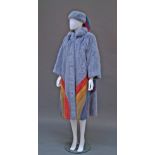 A magnificent full length steel blue mink swing coat, with rainbow design, mandarin collar,