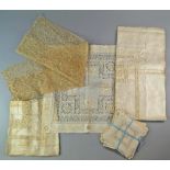 A collection of lace to include flounces, cloths and braid. (lot)