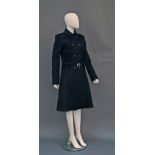A Christian Dior black cashmere coat, fitted and double breasted with ribbed back and side panel,