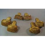 Three pairs of gold braid and gilt wire epaulettes, approx. 21cm x 14cm. (6)
 CONDITION REPORT: