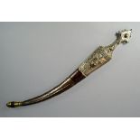 RTO A Turkish Ottoman white metal mounted sword and scabbard, 19th Century,