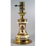 RTO A Bohemian glass and brass oil lamp base, 19th century, possibly made for the Persian market,