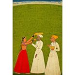 An Indian miniature painting of two nobl