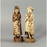 A pair of Indian ivory figures, 19th cen