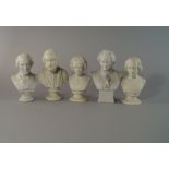 A collection of five Parian busts of musicians and philosophers, 19th/20th century, to comprise