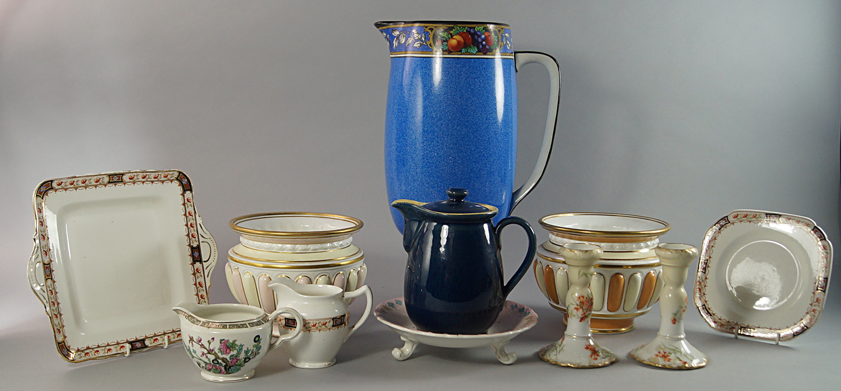 Two Wedgwood jardinieres, late 19th/early 20th century, both with lobed moulded decoration,