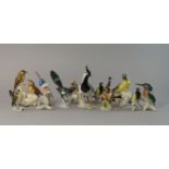 A collection of Rudolstadt Volkstedt porcelain birds, 20th century and later, with naturalistic