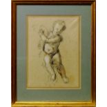 Roman School, 18th century- Study of an angel; black chalk with touches of white, 36.5x26.5cm