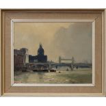 Marcus Ford, British 1914-1989- "View from Blackfriars"; oil on canvas, signed, bears label for