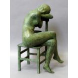 Sergio Unia, Italian b.1943- Seated Nude; bronze, signed and numbered 4/25, with artist's stamp,