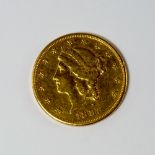A gold 20 Dollar coin, 1881, 33.436g. CONDITION REPORT: Surface scratches.