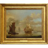 Francis Swaine, British c.1720-1782- Moored Shipping; oil on copper panel, signed and dated 1778,