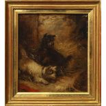 George Armfield, British 1810-1893- Terriers ratting and Spaniel and terrier waiting; oils on panel,