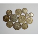 George II, Shillings (3), 1758 (S 3704); Sixpences (5), 1746 LIMA, 1757(3), 1758 (S 3710A,