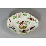 A Worcester porcelain lozenge shaped dish, with painting attributed to James Giles, the body of