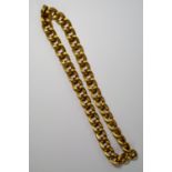 A large 18ct gold curb link necklace, with textured satin finish and concealed clasp, approx 67.