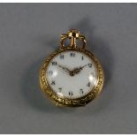 A French bi-colour gold cased open face cylinder movement pocket watch of small proportions, the