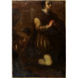 Northern Italian School, 17th century- Portrait of a gentleman in armour, full-length kneeling in