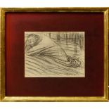 Ernst Barlach, German 1870-1938- "Der Einsame", 1918/19; charcoal on paper, signed, 22.8x30.1cm