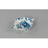 A Worcester blue and white pickle dish, circa 1755-58, of ivy leaf shape, the underside moulded with