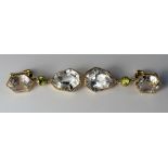 Verdura: A pair of 18ct gold 'Byzantine' pendant ear-clips, set with white topaz and peridot, approx