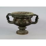 A bronze model of the Warwick vase, 19th century, 17cm high.  CONDITION REPORT: heavy wear,