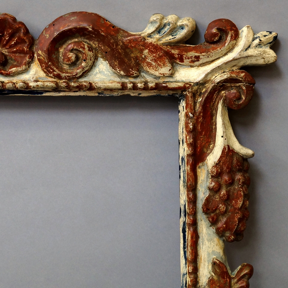 An Italian Carved, Polychrome Painted and Parcel Gilded Auricular Frame, 17th century, - Image 2 of 2