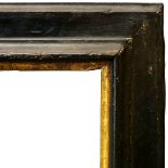 A Spanish Black Painted and Parcel Gilded Cassetta Frame, 17th century, with cavetto sight,